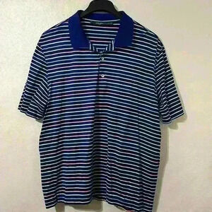 Bobby Jones Polo Shirt Blue Stripped Cotton